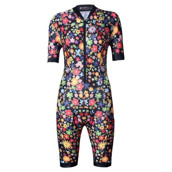 

quality women triathlon suit flower black tri short sleeve clothing breathable mountain bike mtb road cycling jersey racing sets, Black;blue