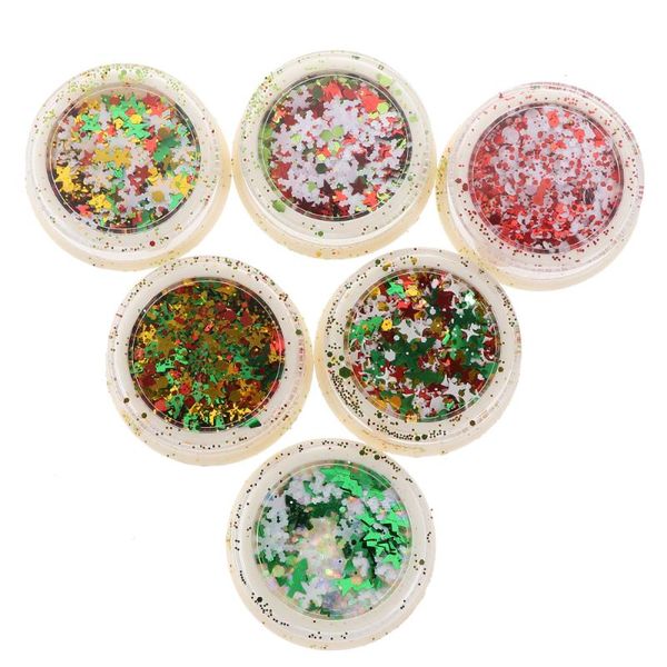 

nail art decorations 6pcs manicure glitter sequin sticker christmas elements sequins decor, Silver;gold