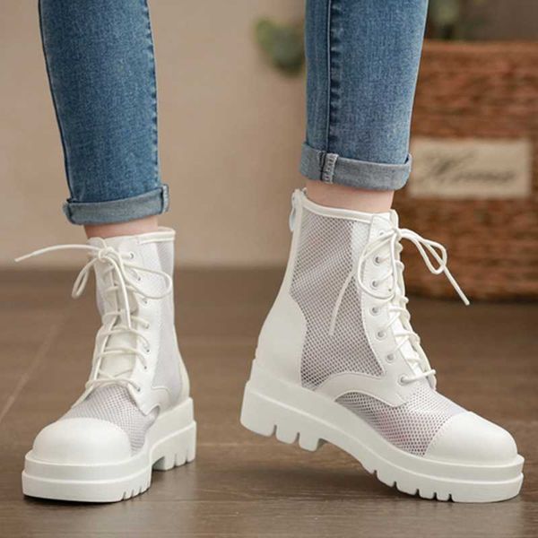 

boots mesh short 2021 hollow spring summer thin and autumn single thick-soled sandals, Black