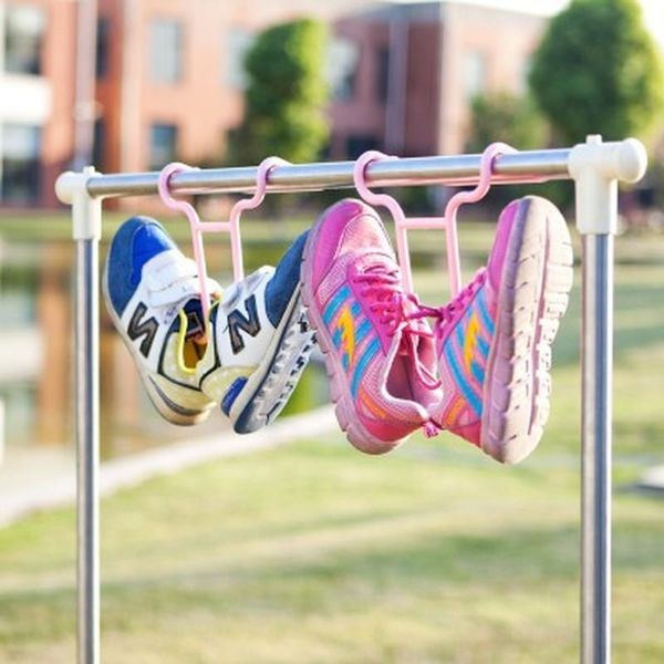 

2pcs stand up shoe rack drying footwear hook multifunction shelf outside balcony window hanging shoes windproof artifact clothing & wardrobe