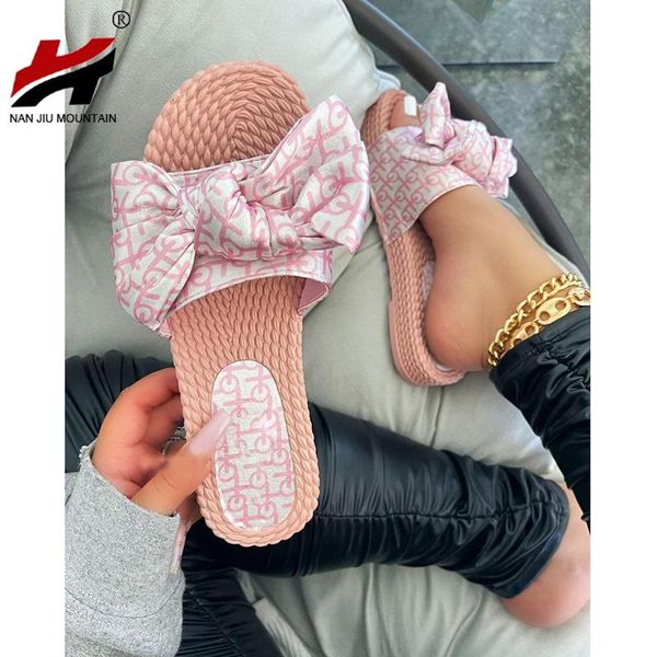 

summer women's shoes bow knot sandals flat open toe outdoor slippers fashion handmade plus size 43, Black