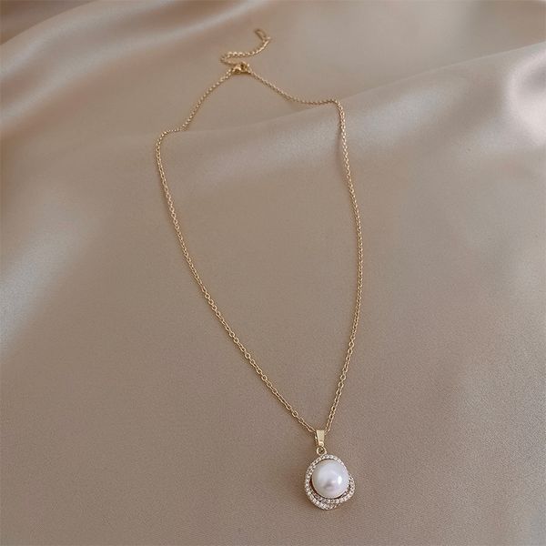 

xianlan694 advanced sense of pearl pendant necklace female ins cold wind collarbone chain luxury niche contracted temperament web, Silver