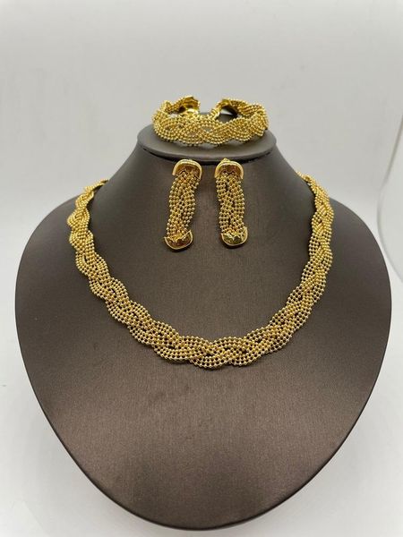 

earrings & necklace africa nigeria fashion dubai gold jewelry set bracelet earring ladies for women's wedding party gift, Silver