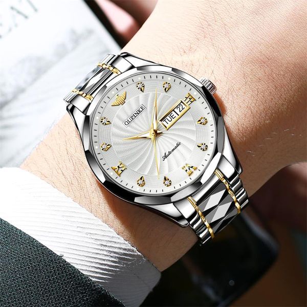 

wristwatches oupinke original men mechanical watch fashion automatic watches waterproof sapphire business wristwatch reloj, Slivery;brown