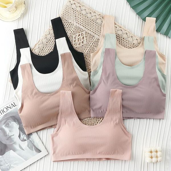 

yoga outfit ice silk underwear women seamless breathable tube sport bra running fitness suit vest summer crop sportwear