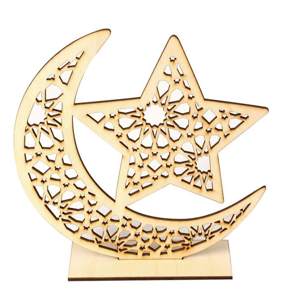 Ramadan деревянный декор исламский мусульманский EID Mubarak Home Ornament DIY HOLLOW MOON звезда овечья вечеринка праздник фестиваля фестиваля овладевание 1389 T2