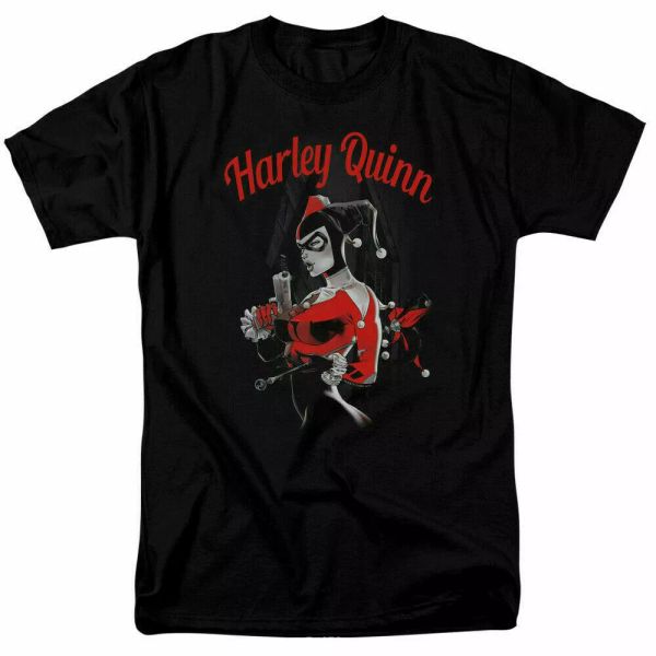 

harley quinn spring gun t shirt licensed comic book tee black, White;black