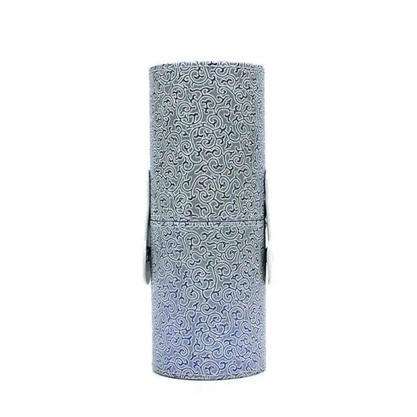 

travel fashion pu leather cosmetic bag case 17.6*6.8cm barrel shape makeup brush holder toiletry storage box organizer bags & cases