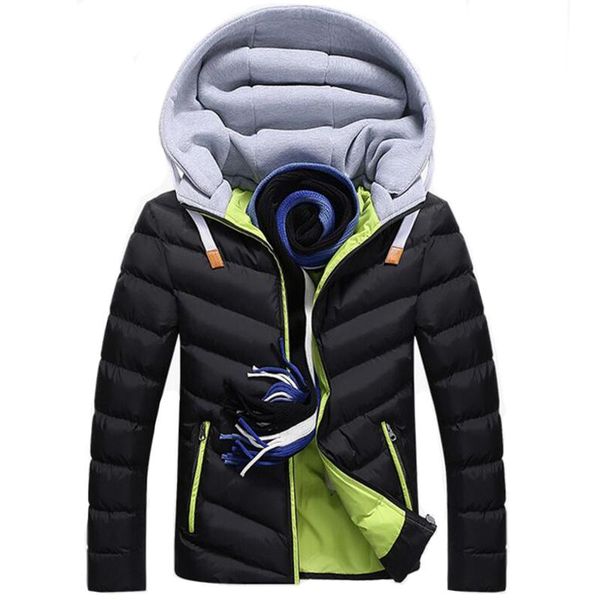 

men's jackets winter jacket men fashion hooded thickening padded cotton coats mens windproof jaqueta masculina outwear parkas, Black;brown