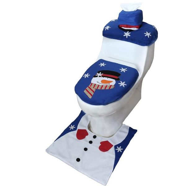 

christmas decorations 1set santa claus toilet seat cover rug home decoration lid case bathroom mat xmas decorative gifts