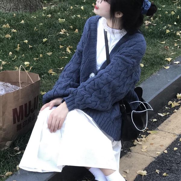 

women's jackets winter kawaii knitting sweater coat women 2021 autumn solid casual outing sweet cardigan female button designer, Black;brown