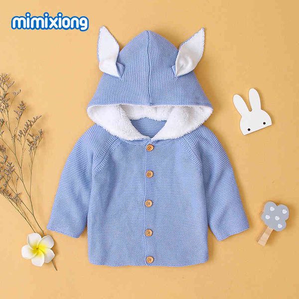 

factory wholesale spring and autumn girls' coat little rabbit ears long sleeve baby solid color cardigan, White