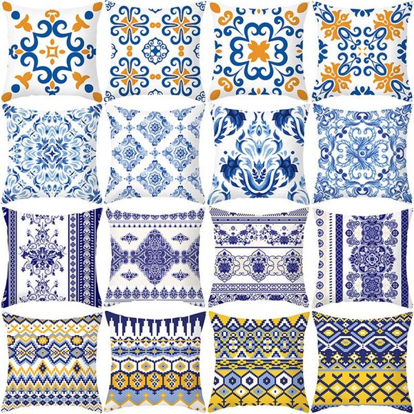 

cushion/decorative pillow blue geometric case cushion cover for living room sofa throw pillowcase creative striped chinese style cushions 45