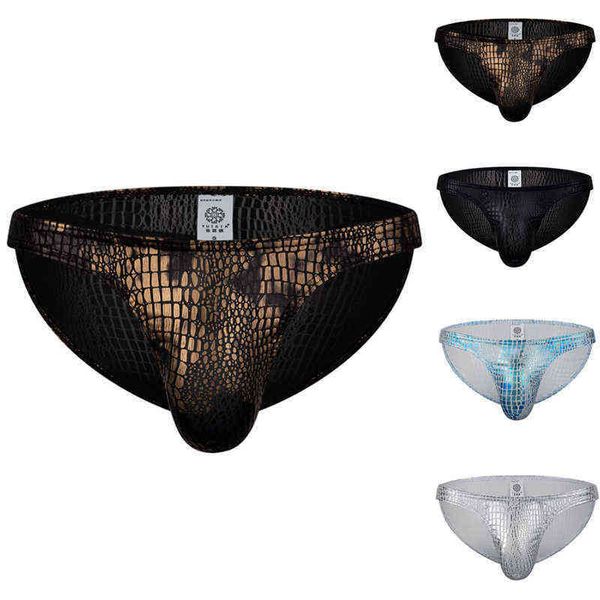 

nxy briefs and panties men's stylish underwear nightclub breathable snake print faux leather men's low rise narrow side briefs und, Red;black