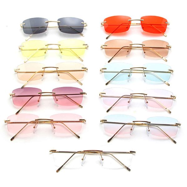 

so & eggs mode small rectangle random women vintage clear ocean lens eyewear men gradient sunglasses uv400, Black