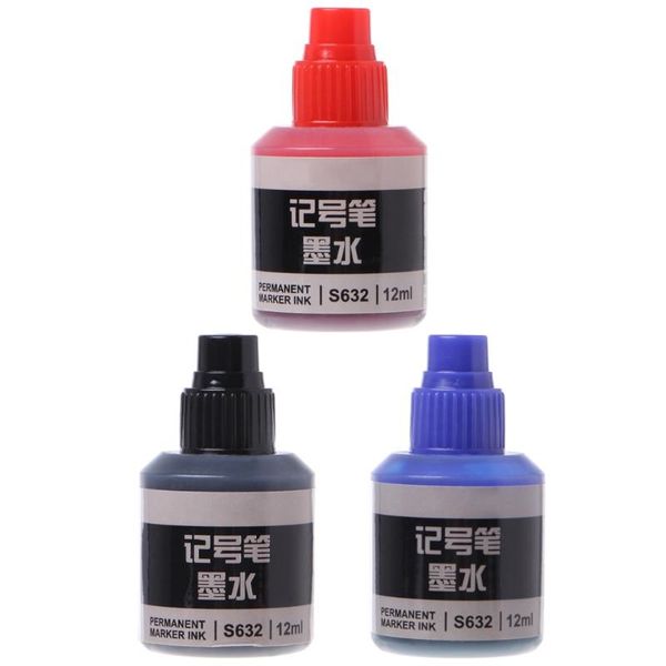 

12ml waterproof instantly dry graffiti paint pen oil ink refill for marker pens 62kb refills, Black;red