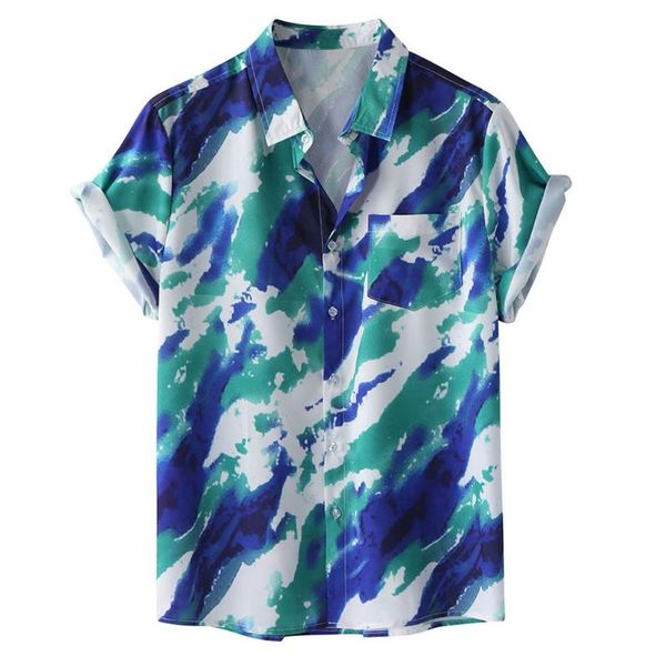 

men's casual shirts klv blouse polyester short sleeve male shirt colorful summer loose buttons hawaiian drop csv, White;black