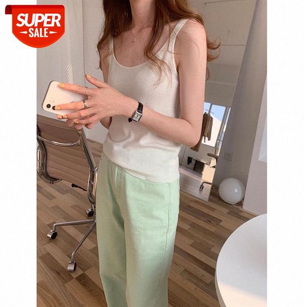 

tg solid color sleeveless round neck sweater women korean style slim-fit inner vest 12197 #0x4f, Black;gray