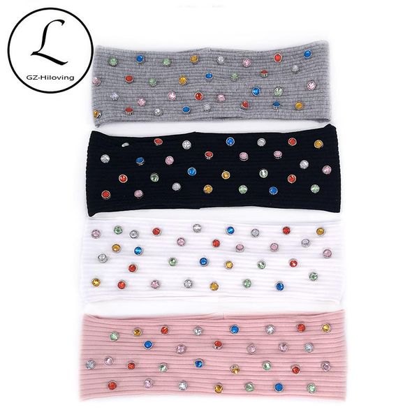 

gzhilovingl multi-color rhinestones headbands for woman ladies summer soft thin cotton ribbed head wrap hair bands accessories
