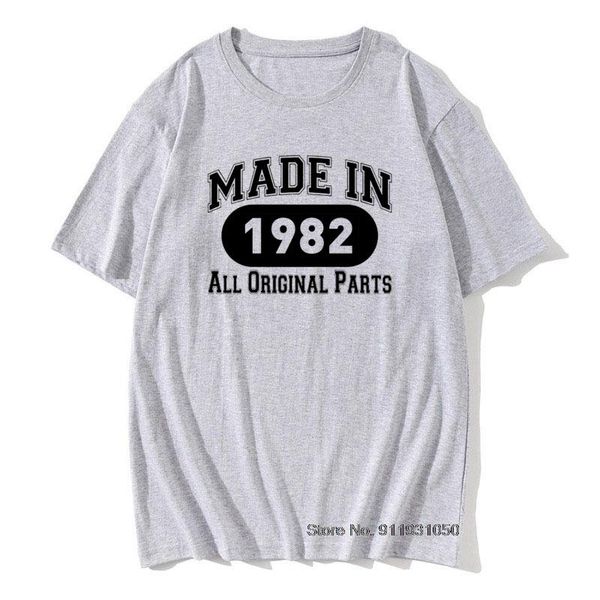 

men's t-shirts made in 1982 print t shirt 39th anniversary birthday present graphic cotton o-neck men husband retro tees, White;black