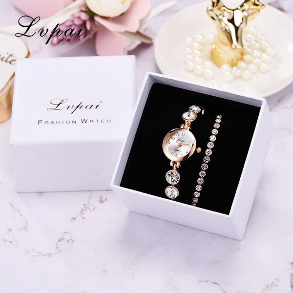 

3pcs/set luxury fashion simple l steel strip watch full diamond bracelet fjwl wristwatches, Slivery;brown