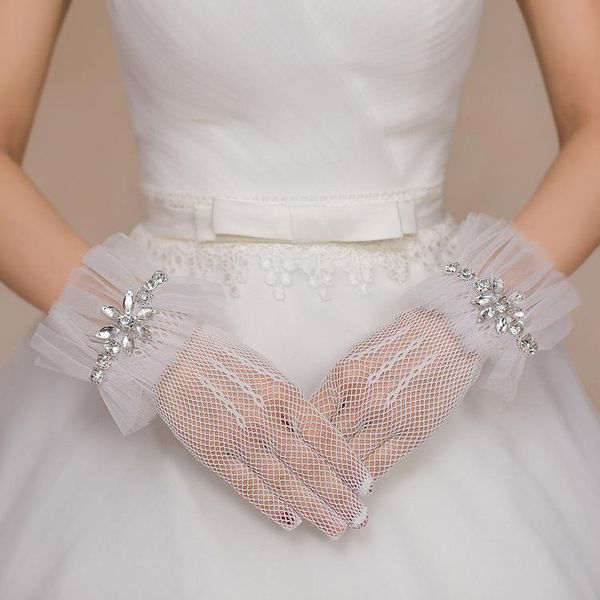 

bridal gloves short 2021 wrist length finger women wedding special occasion accessories in stock, White