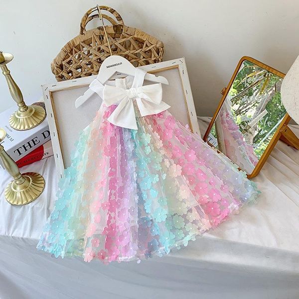 

kids summer spring girls dress 3-7 years princess party birthday year gift baby girl vestido clothes fashion clothing girl's dresses, Red;yellow