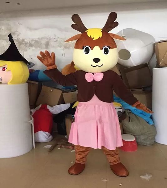 2021 Costume della mascotte del cervo di Halloween Personaggio dei cartoni animati del tema Anime Festa di carnevale di Natale Costumi di fantasia Abbigliamento da esterno per adulti