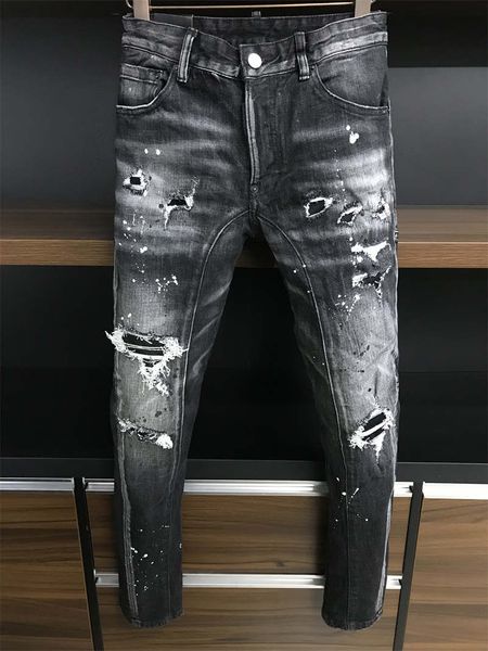 

2022 jeans new mens luxury designer d2 denim jeans holes trousers dsquare biker pants 2#a383, Blue
