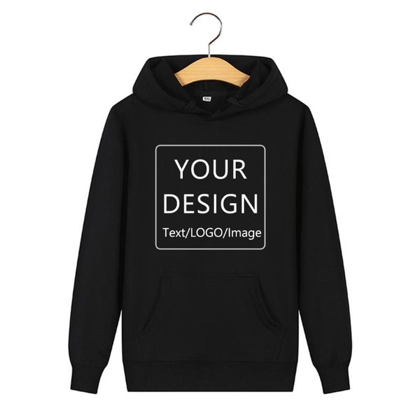 

women's hoodies & sweatshirts drop custom logo hoodie ladies men's diy text po pullover with pocket moletom hop street shooting, Black