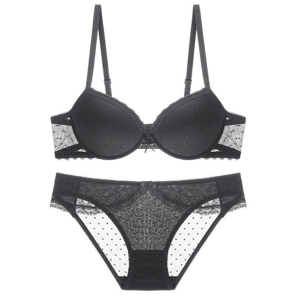 

bras sets women's lace bra set lingerie and panties push up underwire, Red;black