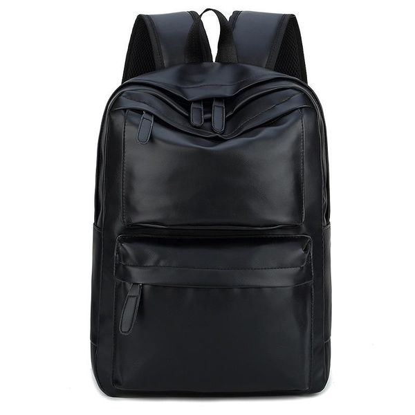

backpack men's casual korean fashion pu leather large-capacity solid color