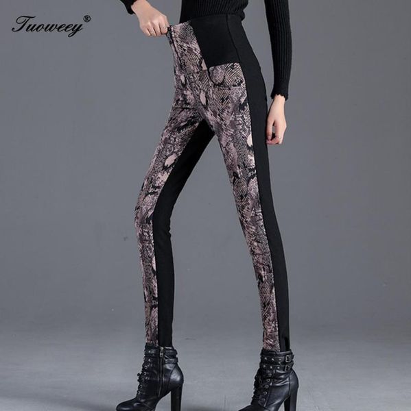 

women's pants & capris 2021 winter ladies outer wear women fashion cotton warm thick leopard down trousers female slim velvet skinny, Black;white
