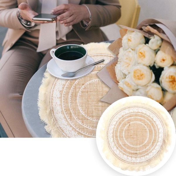 

mats & pads 2pcs cotton linen knit heat resistant placemats tableware (white)
