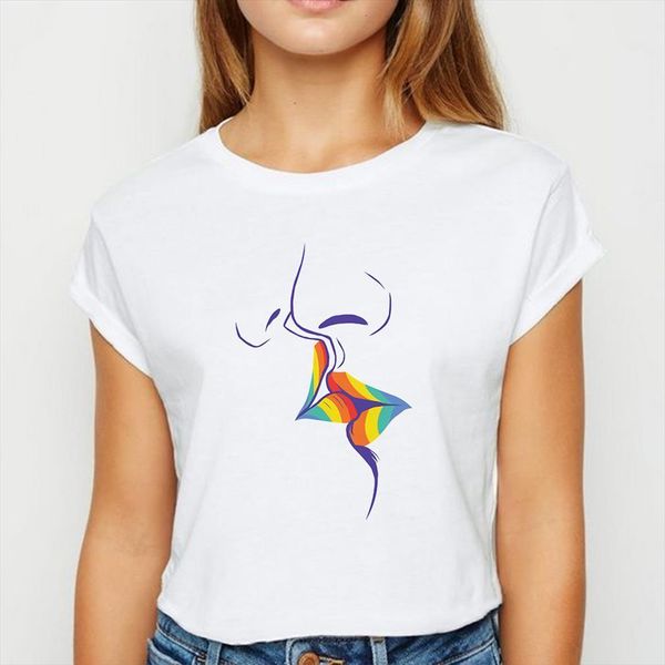 

o neck white tee and men womens lgbt kisses avant garde printing design t shirt women prevalent summer shirts, White;black