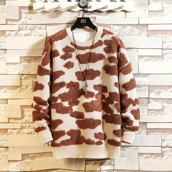 

men's sweaters knitted sweater original three-dimensional relief pattern couple loose easy matching pullover men clothing autumn, White;black