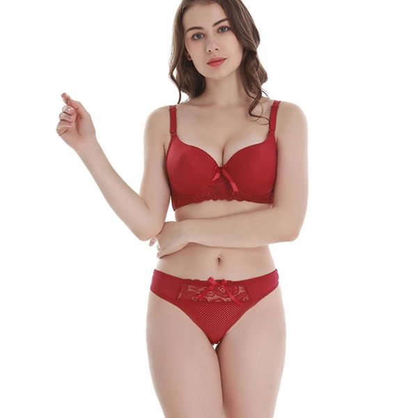 

bras sets red hollow products out bra and panty set lingerie lace push up women underwear pants b c d dd cup, Red;black