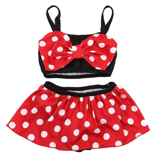 

one-piece suits bowknot baby girl bikini set beachwear polka dots mini dress sets clothes suit bottoms swimsuit swimwear bathing