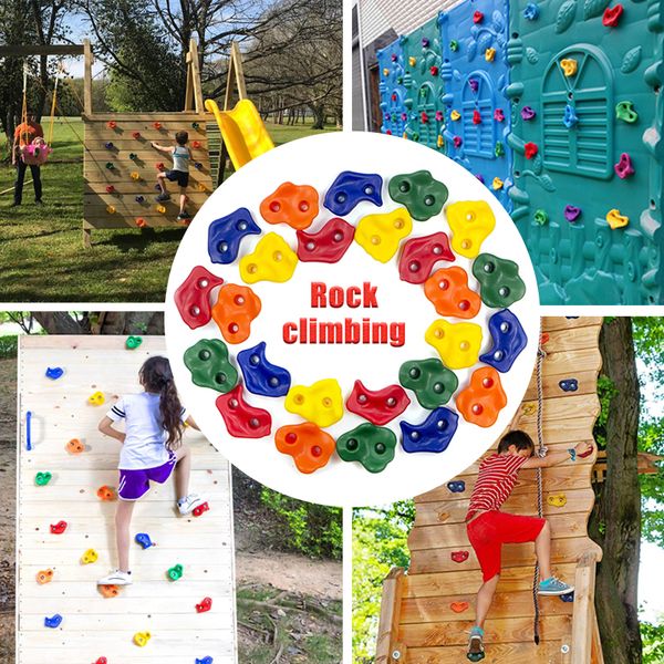 

10Pcs/Set Kids Rock Climbing Wall Holds Children Wood Wall Climbing Stones Toys Child Playground Game Hand Feet Hold Grip Kit