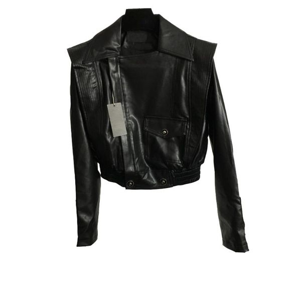 

women's jackets brand spring autumn women faux leather jacket ladies solid with belt zipper biker coat female casual outwear fa, Black;brown