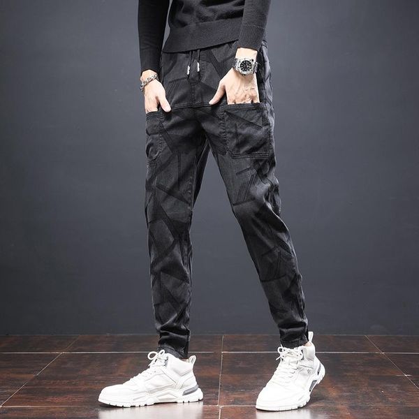 

men's pants loose pant for man elastic waist lounge sports outdoor street wear cloth men trousers casual daily harlan hiphop, Black