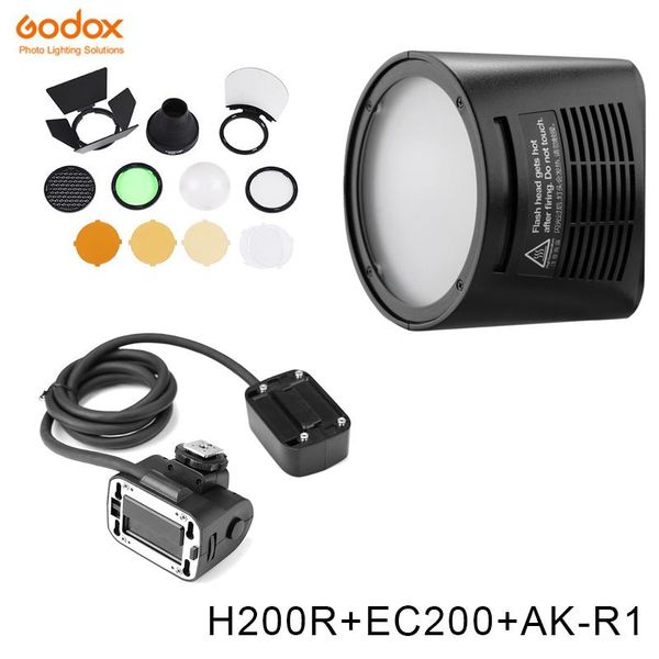 

godox ad200 v1 pro glash accessory witstro h200r round flash head and ec-200 extension ak-r1 color temperature reflector flashes