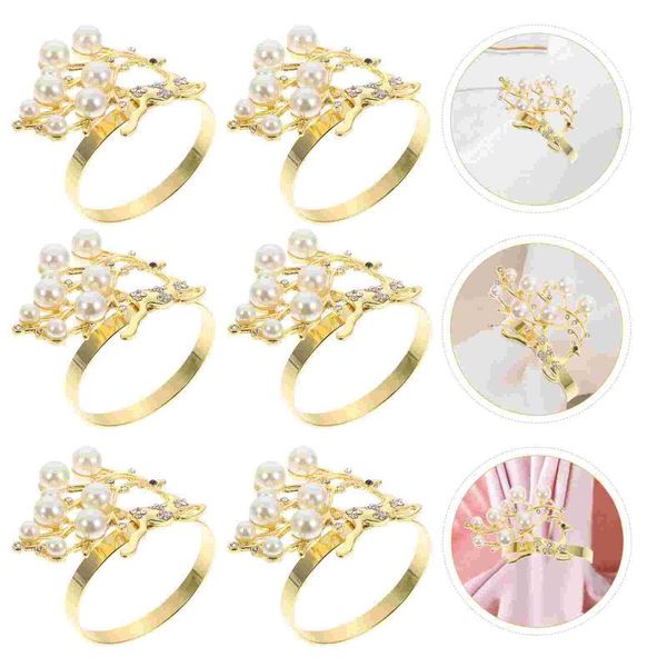 

napkin rings 6pcs elegant holders table setting supplies decors (golden)