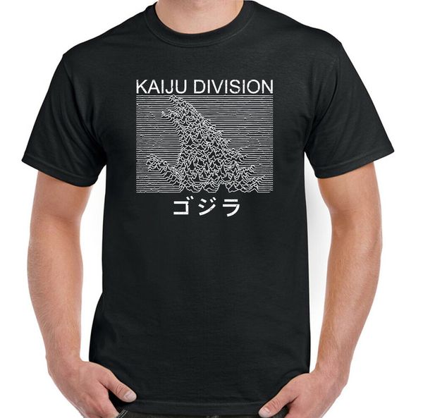 

godzilla t-shirt kaiju joy division unknown pleasures parody mens funny dinosaur, White;black