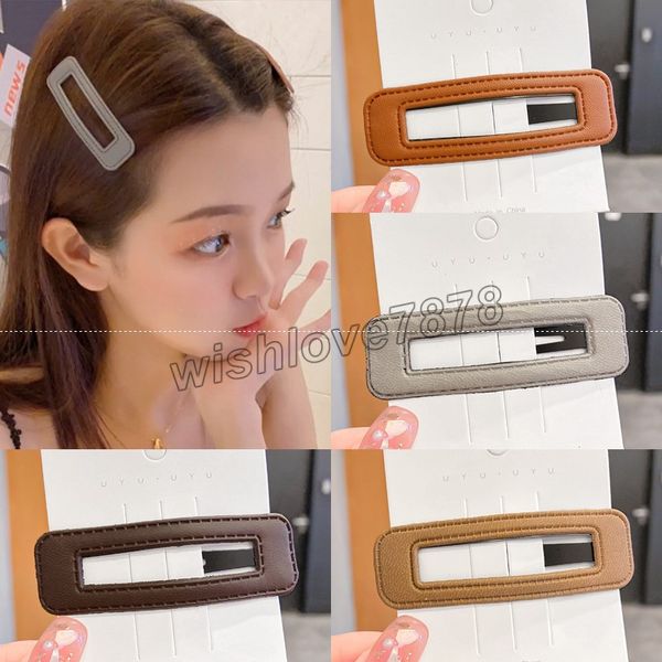 

fashion temperament pu simple hairpin female hair clip barrettes elegant hairpin for women headwear trendy girl hair accessories, Golden;silver