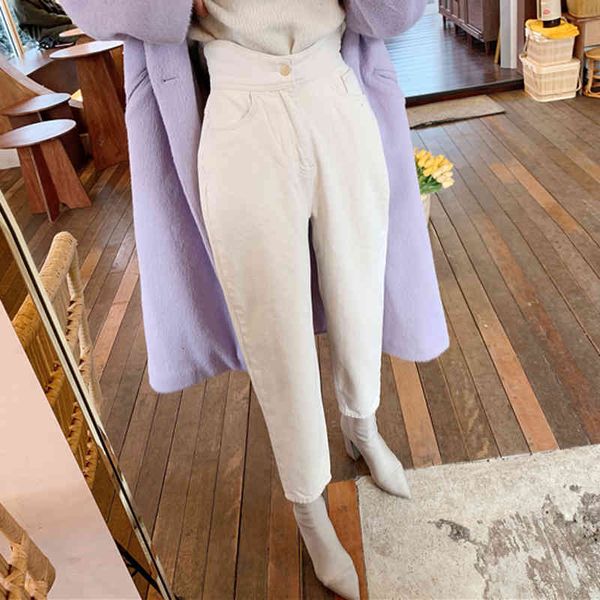 

Women's Jeans BGTEEVER Women Harem Pants Fashion High Waist Loose White Denim Female Buttons Trousers Spring Streetwear VN91, Blue