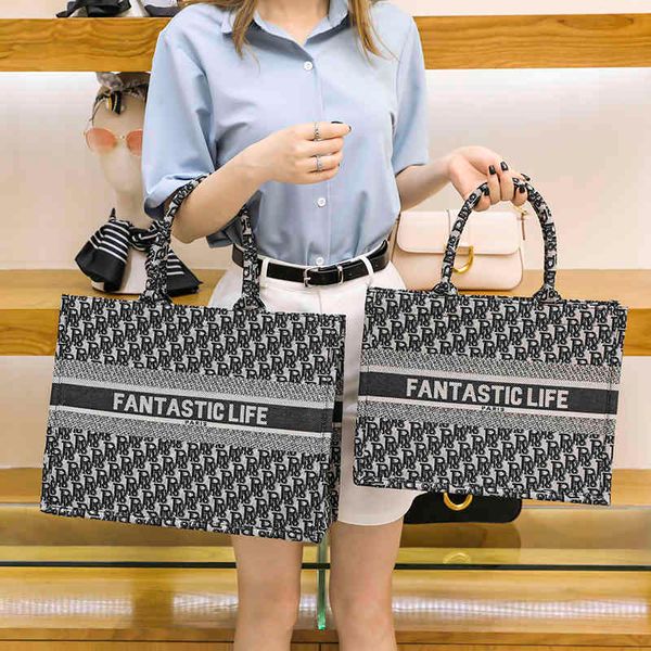 

luxury herme handbags and storage 2021 new d family canvas bag star net red same heavy industry embroidery advanced sens