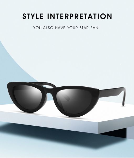 

sunglasses fashion small cat eye women retro brand designer jelly color eyewear ins popular men gradient sun glasses uv400 0719, White;black