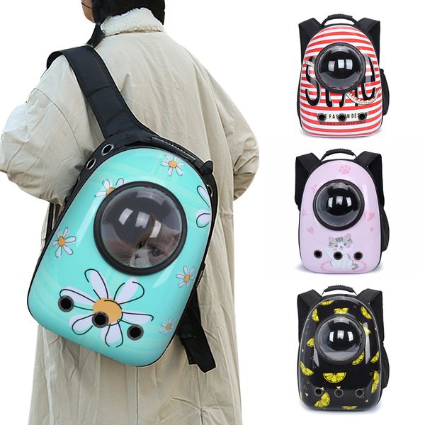

cartoon cat backpack breathable transparent puppy cat carrier bag cats box cage small dog pet travel handbag space capsule