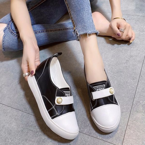

spring/autumn women platform shoes ladies pu shoes women slip-on casual shoes moccasins creepers white sneakers women